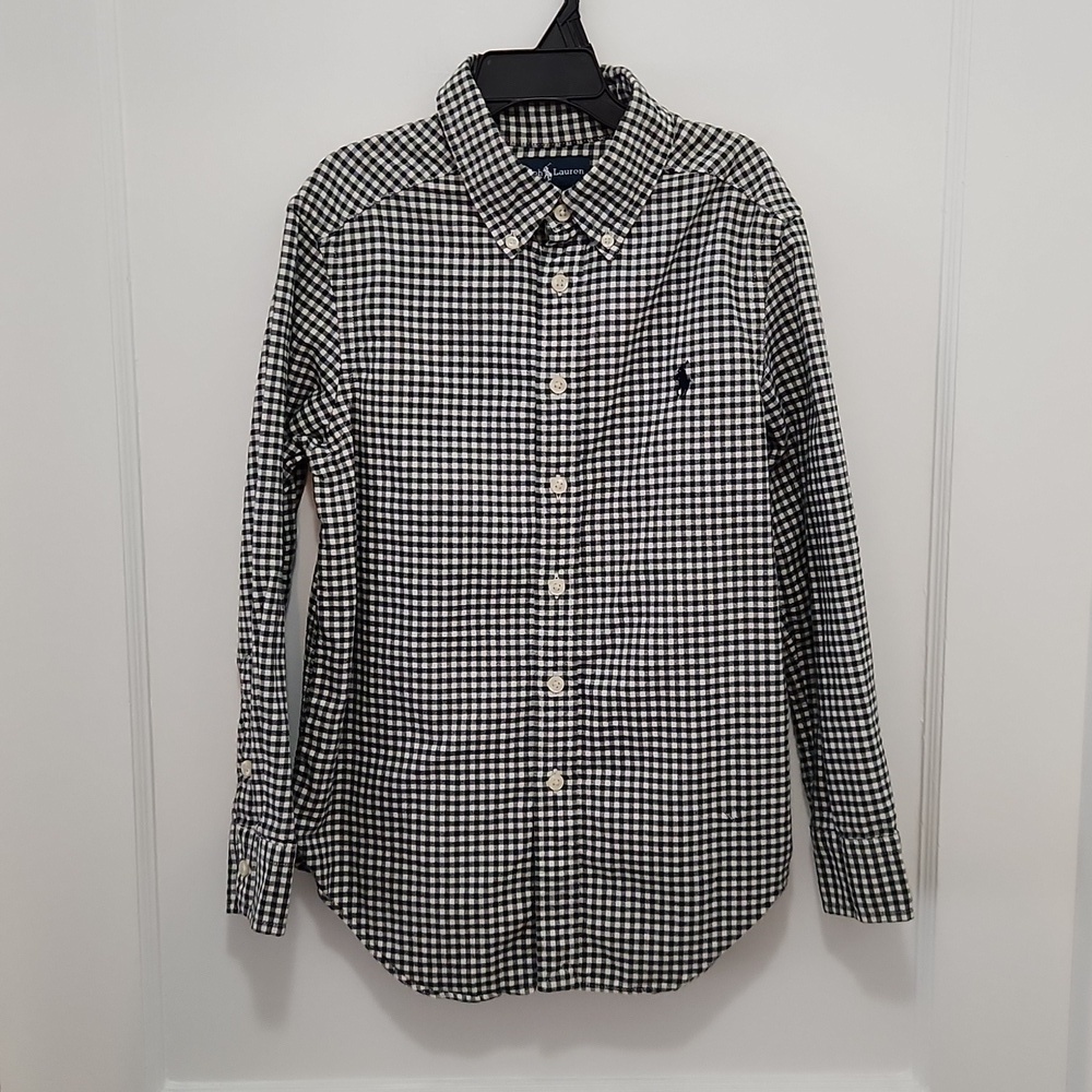 Ralph Lauren Kids Green Check Button Down Oxford Shirt Size Small (8)